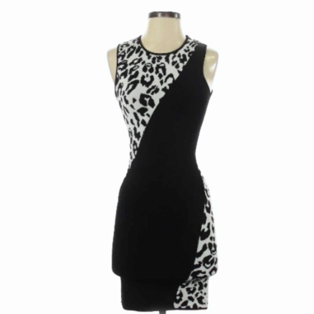RONNY KOBO Animal Print Bodycon Dress Black S